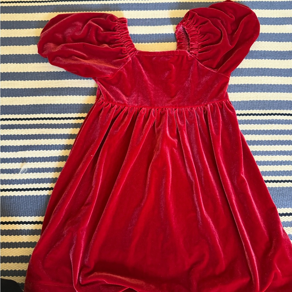 Red Velvet Puff Sleeve Dress crew cuts